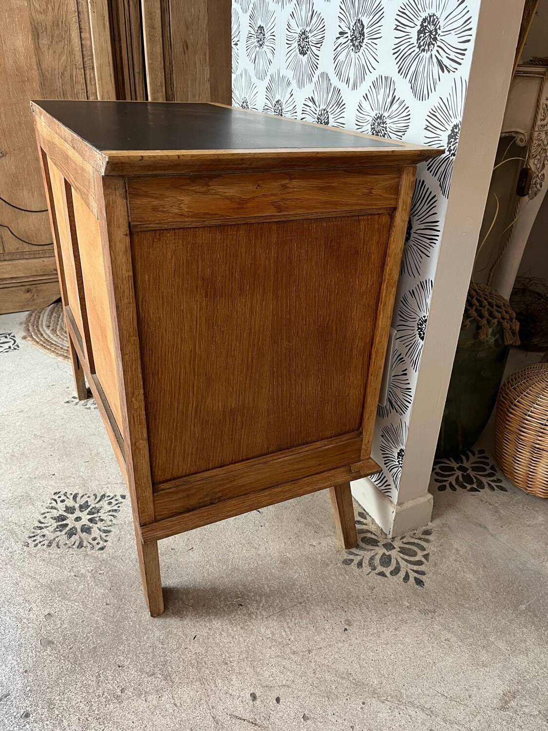 Commode Oscar bois et noir années 50-70 style scandinave