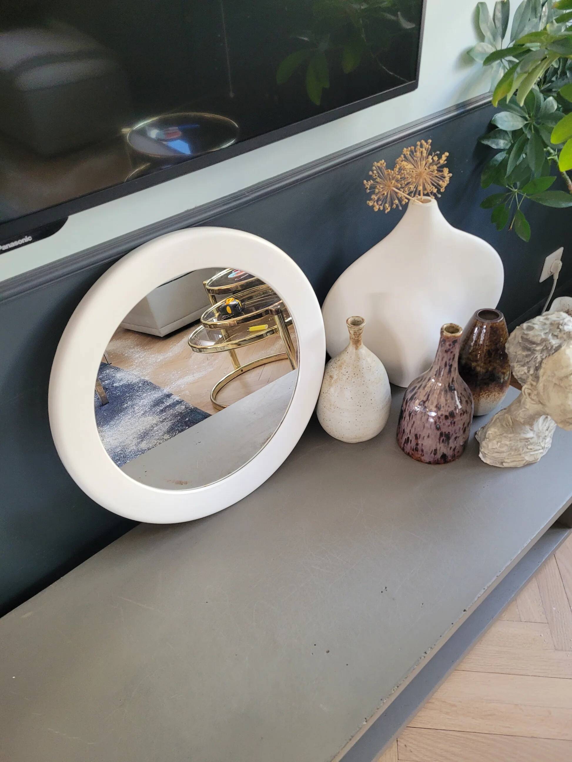 Miroir rond en plastique blanc Syla - Ref 702