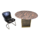 Vintage round granite and brass center table by Belgochrom , 1970s