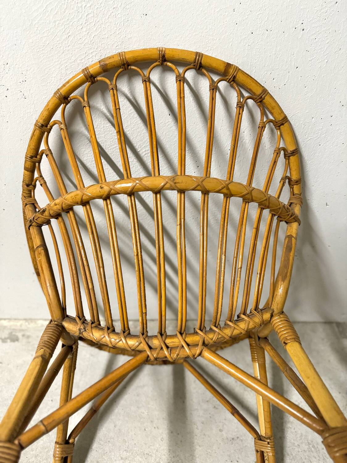 Adult basket armchair in vintage wicker rattan 1960s