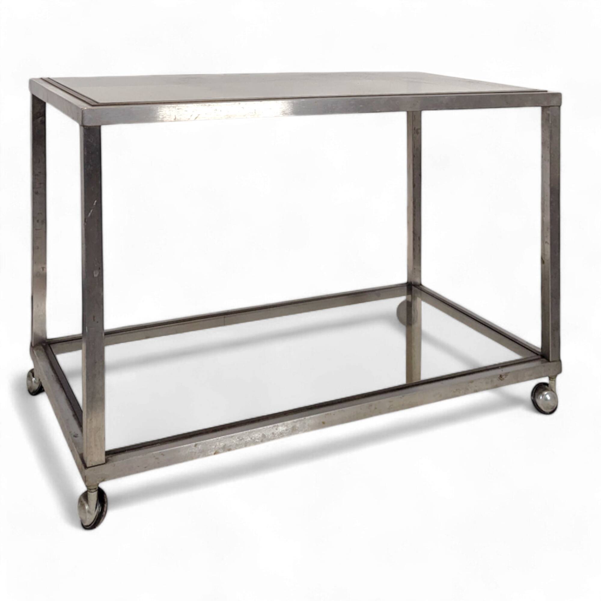 Space Age chrome and smoked glass serving trolley