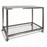 Space Age chrome and smoked glass serving trolley
