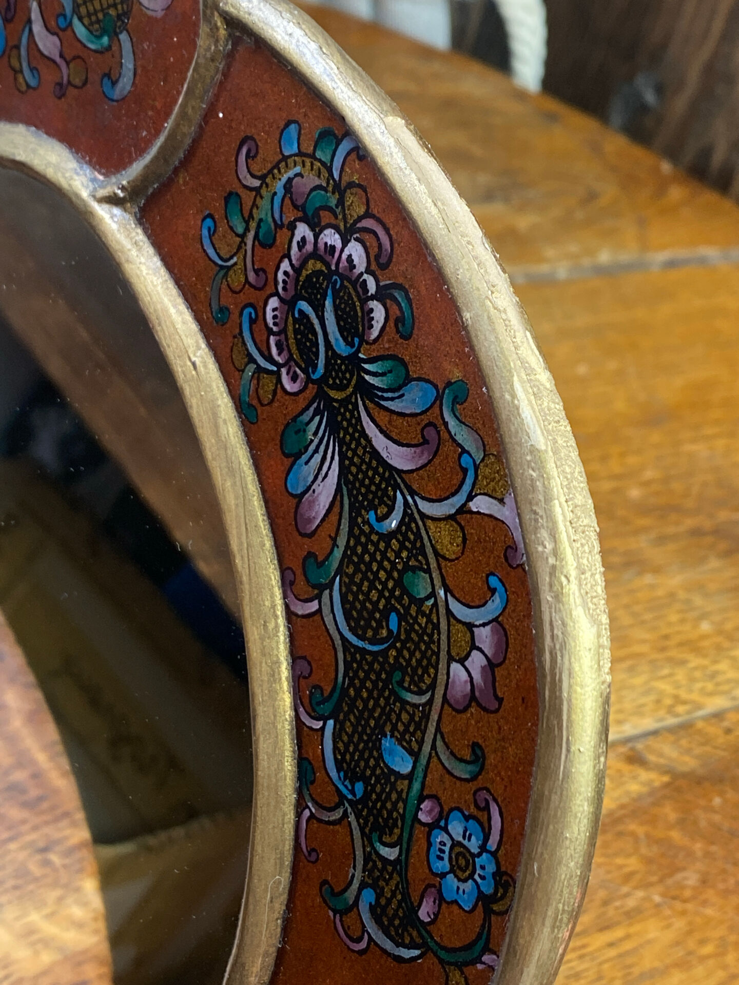 Miroir péruvien en bois et verre