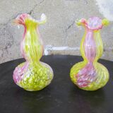 Pair of multicolored glass vases from Clichy