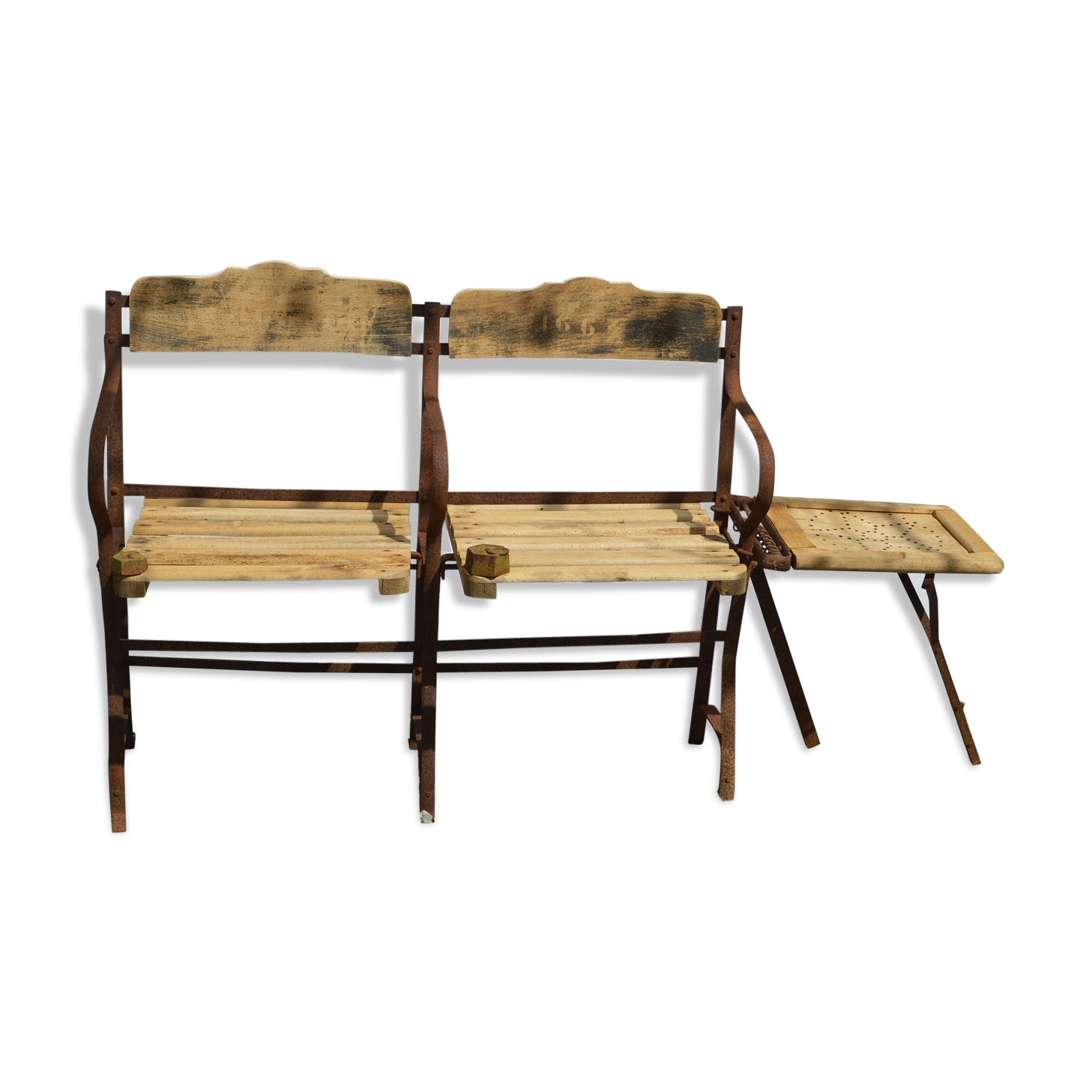 Fauteuils de cinéma avec strapontin en fer et bois