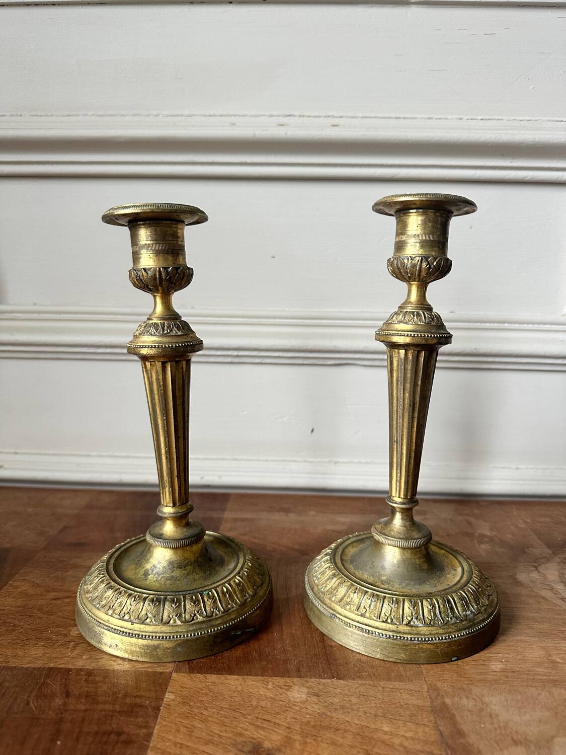 Pair of bronze candlesticks