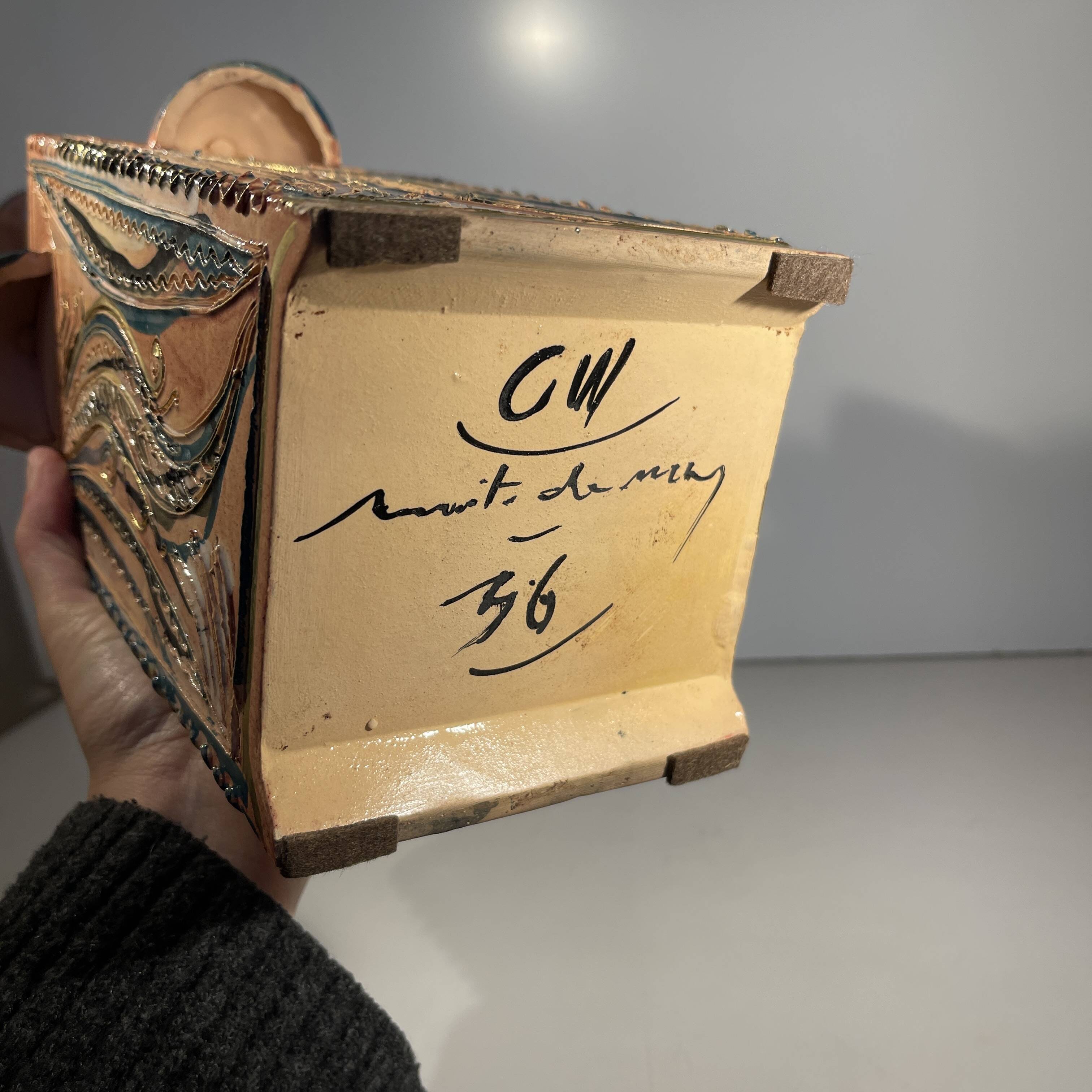 Master of Nimy, 4-handled vase (49cm) with plant decoration