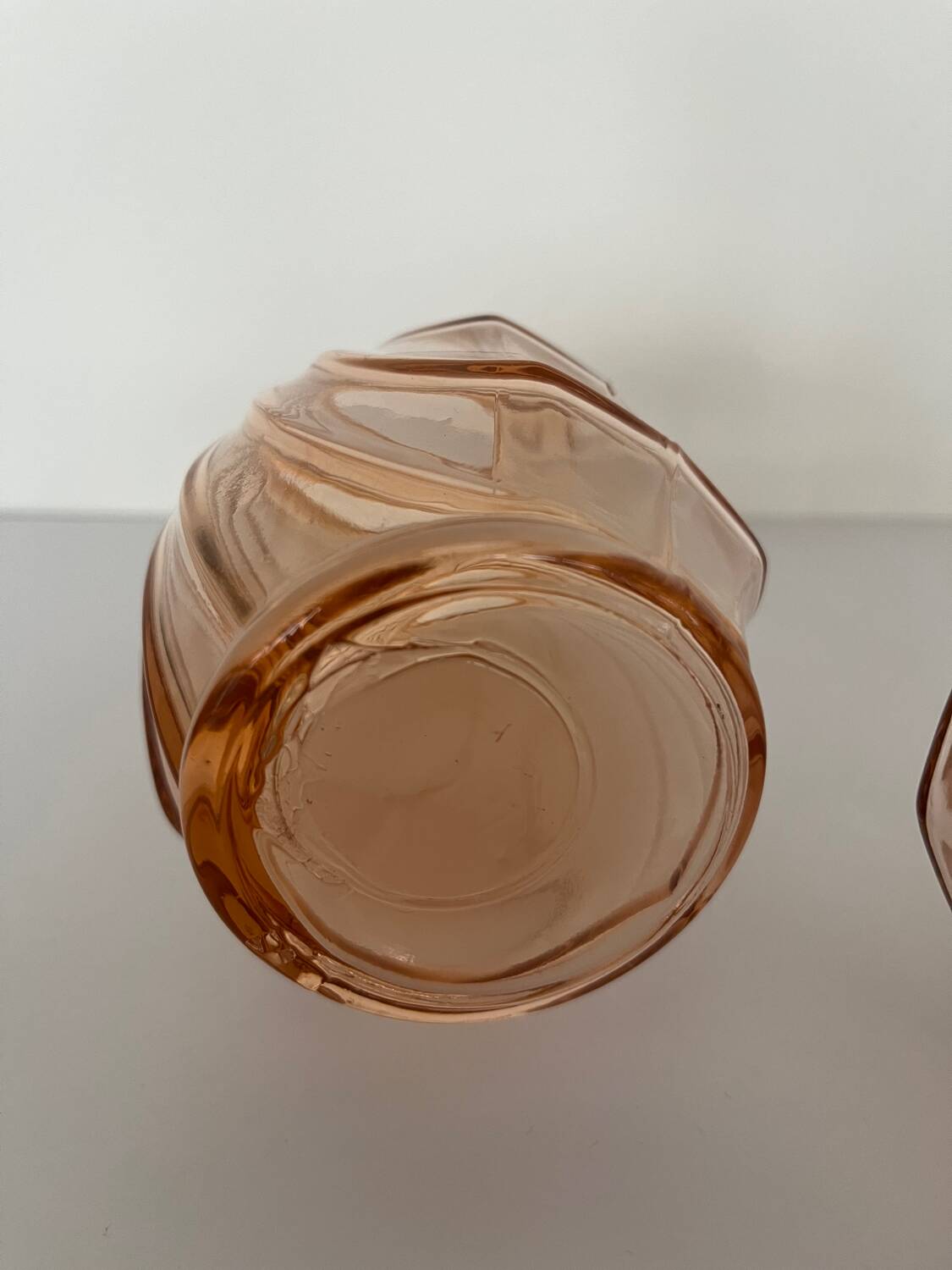Pair of small pink glass Art Deco vases