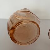 Pair of small pink glass Art Deco vases