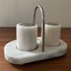 Vintage white marble salt and pepper shaker set