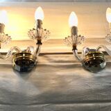 Paire d'appliques verre et cristal