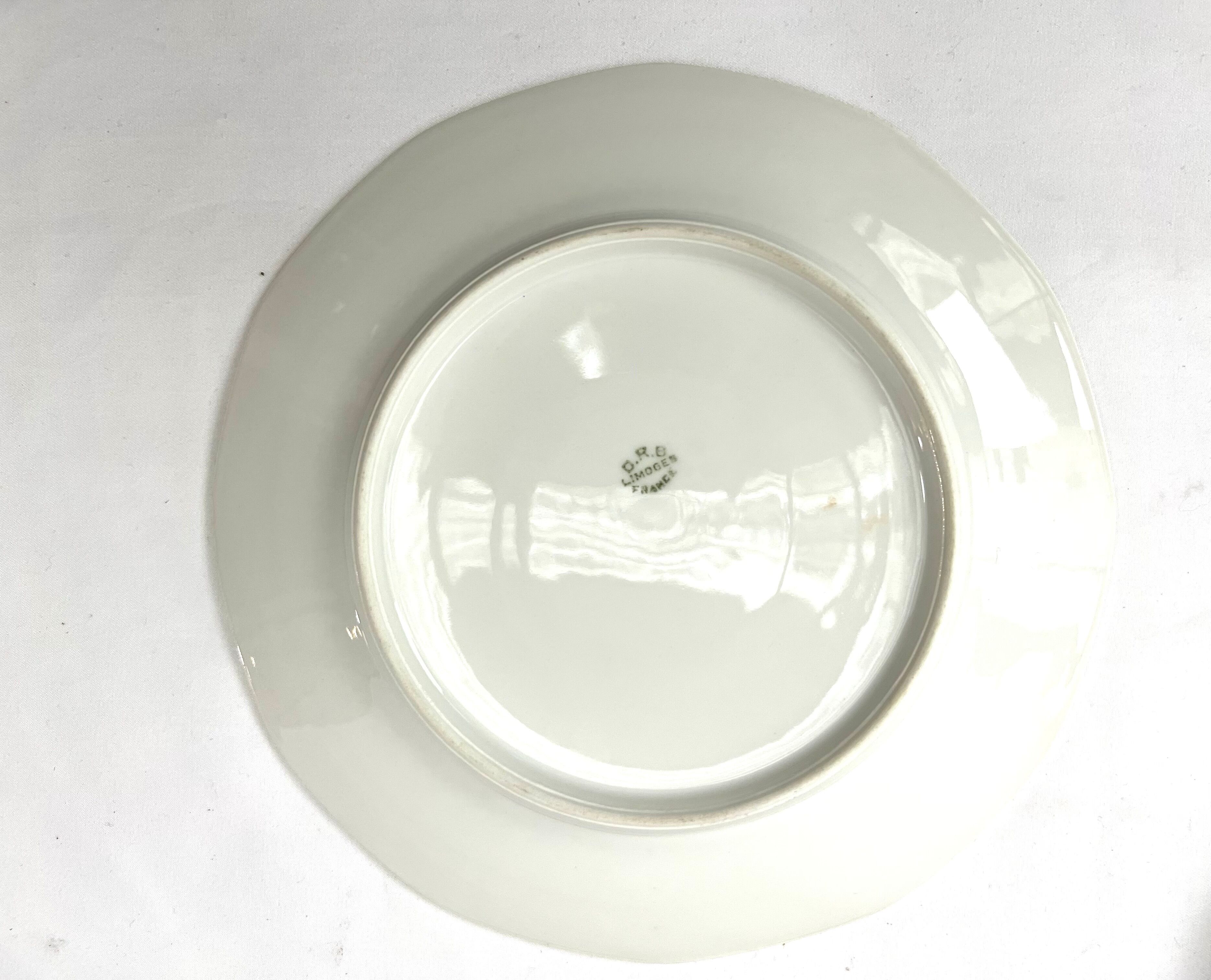 6 plates dessert pink flower shabby limoges porcelain