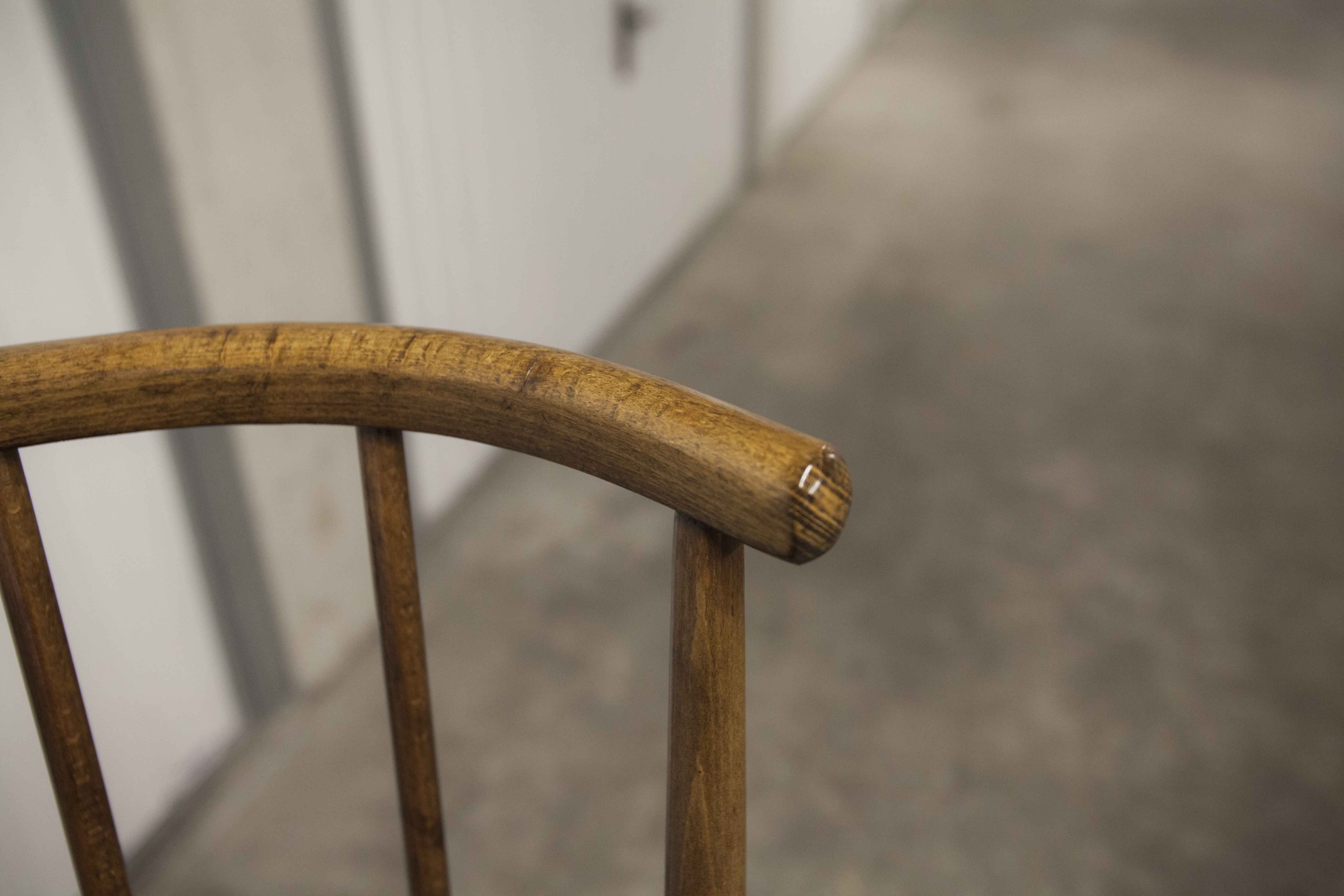 Fauteuil Baumann modèle éventail 1970 bois courbé