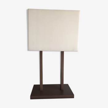 Lampe de table, bois exotique & alu brossé, design by natuzzi italy c1990