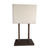 Lampe de table, bois exotique & alu brossé, design by natuzzi italy c1990