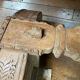 Indian coffee table wooden grinding millstone