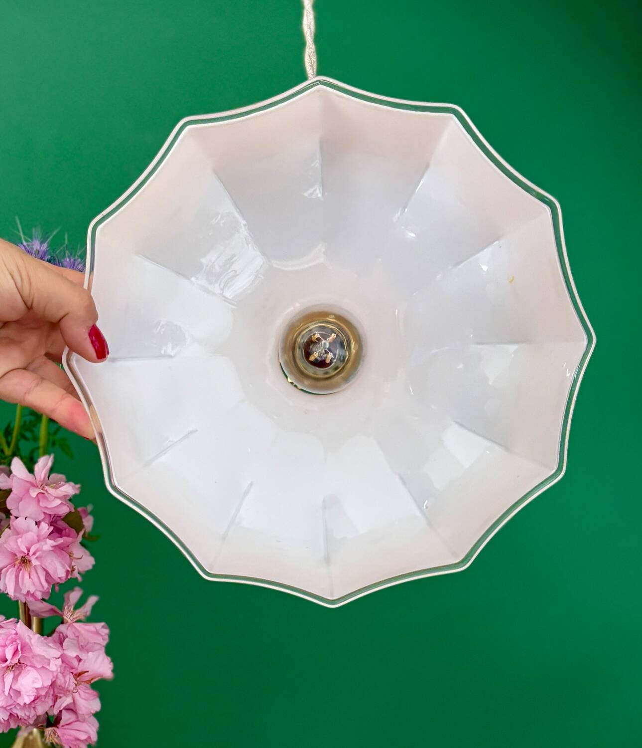 Vintage pink opaline pendant light