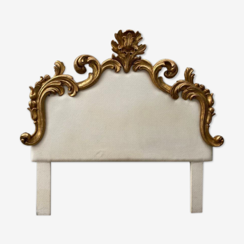 Wooden bed headboard, padded gold leaf, in art deco style