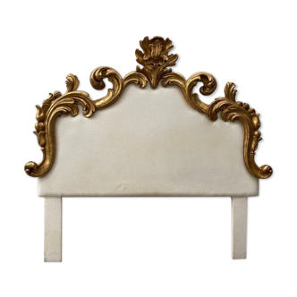 Wooden bed headboard, padded gold leaf, in art deco style