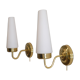 Pair of brass and opaline sconces, Denmark 1960