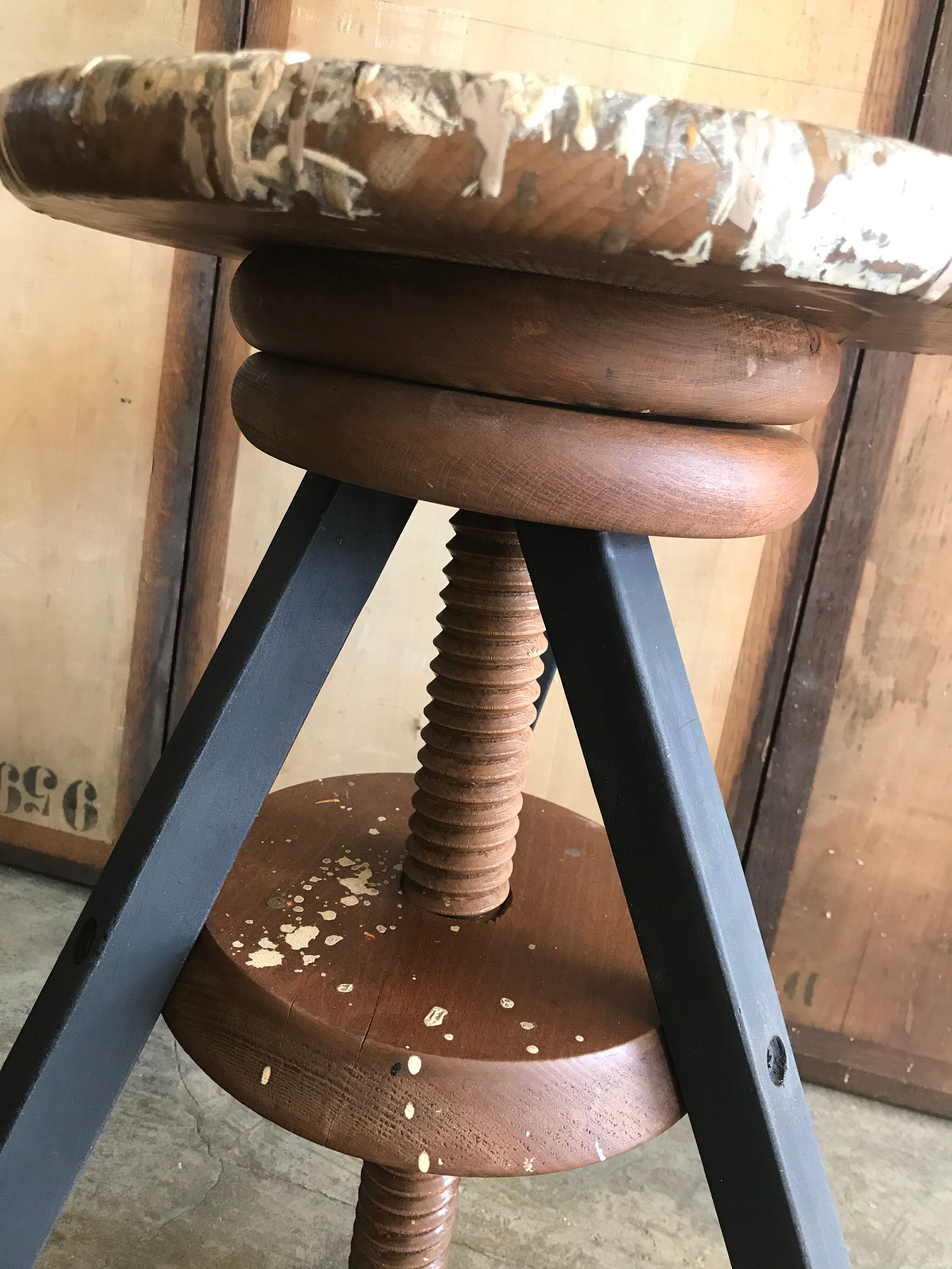 Stool with screws vintage artist painter wood