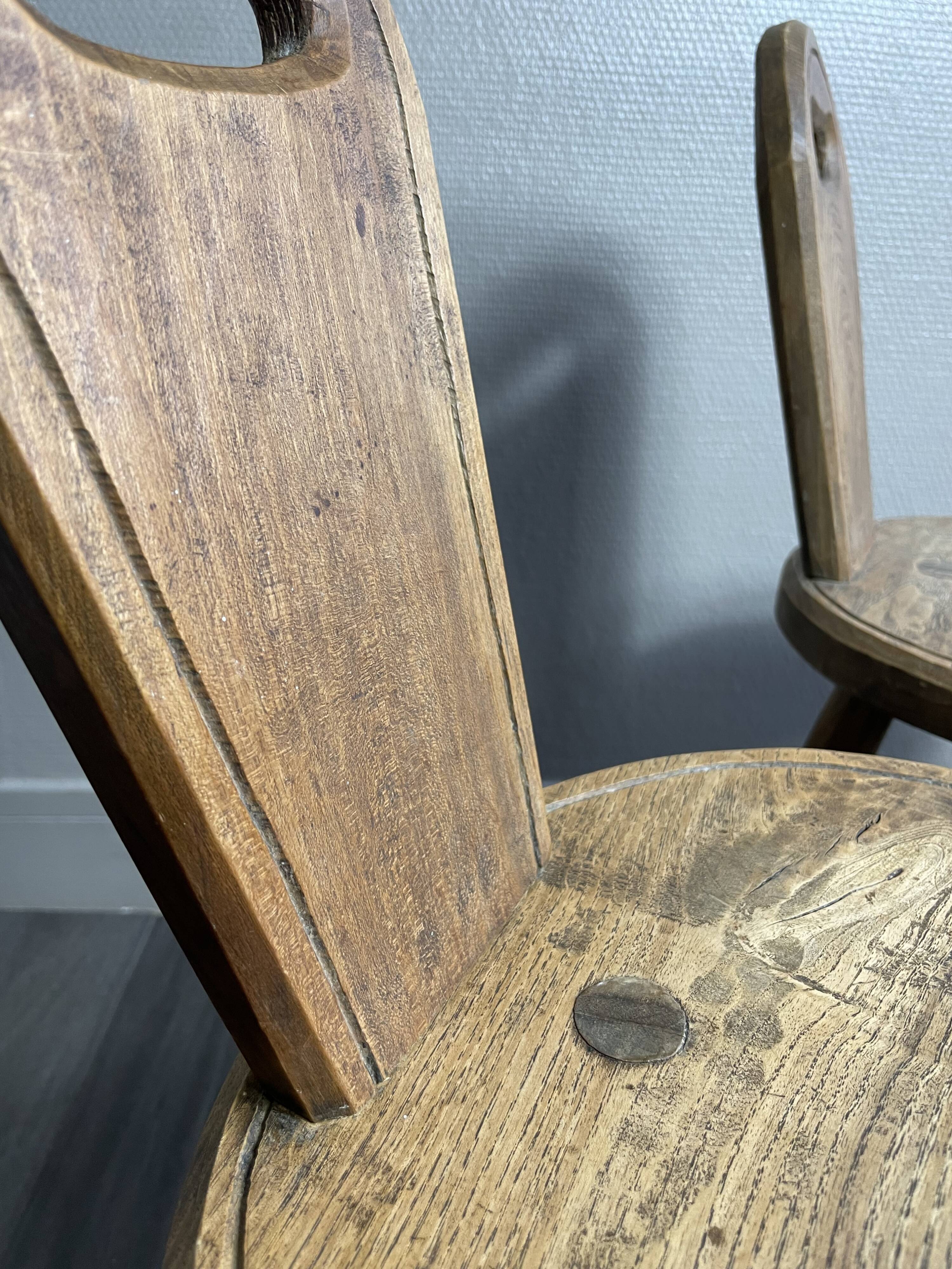 Pair of solid wood farmhouse stools