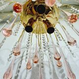Murano chandelier with pink tassels with 3 lights