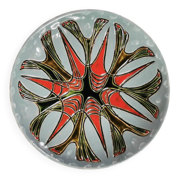 Assiette murale décorative en céramique, Kravsko, Tchécoslovaquie, années 1960