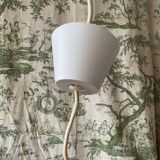 Vintage Scandinavian teak and holophane glass pendant light. 50s/60s