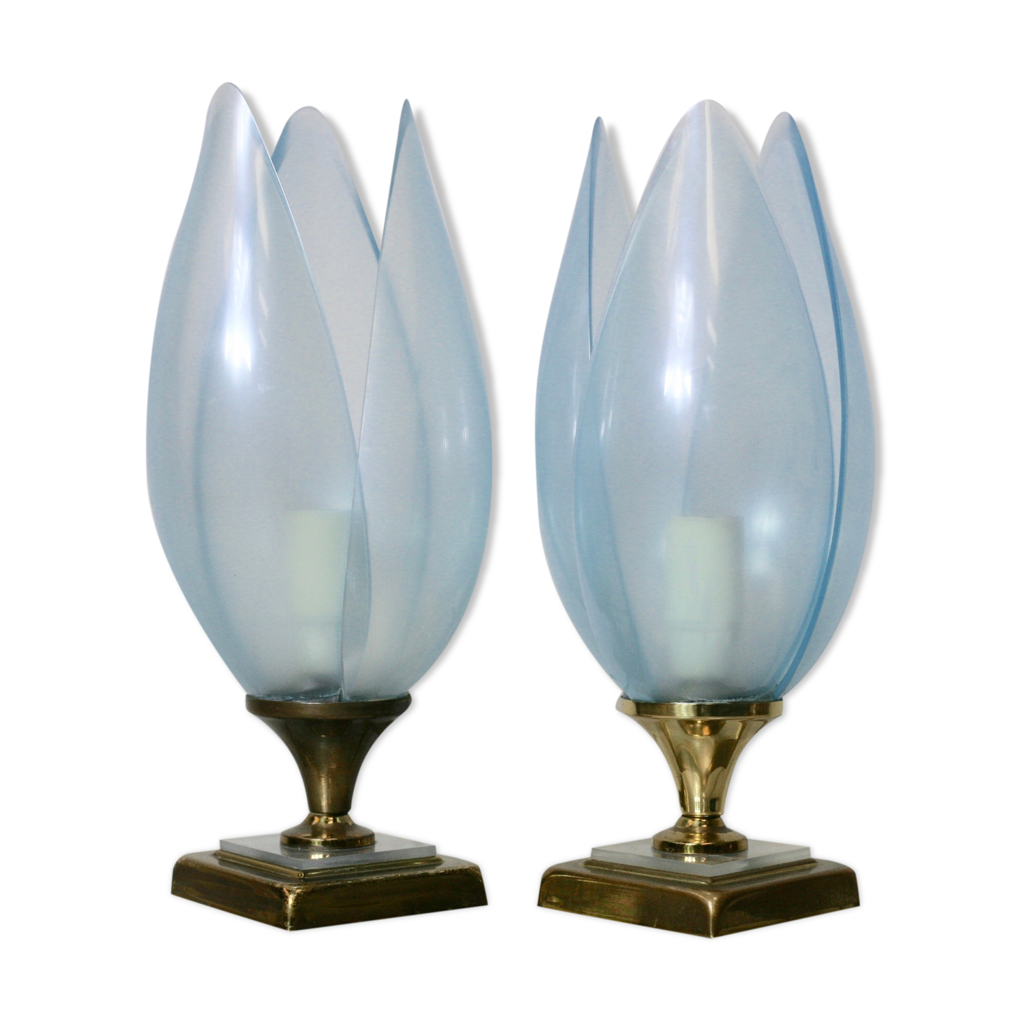 Pair of Blue Lamps edited by Rougier, France, circa 1970