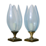 Pair of Blue Lamps edited by Rougier, France, circa 1970