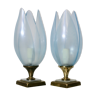 Pair of Blue Lamps edited by Rougier, France, circa 1970
