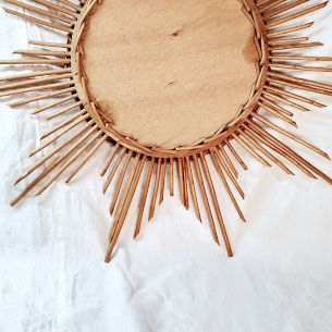 Rattan sun mirror 1960 - 50x50cm