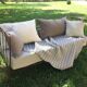 Lit banquette ancien fer forgé avec coussins