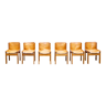 Beech and leather chairs by Ibisco Italia 1960