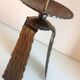 Brutalist candle holder tripod in golden metal / vintage 60s-70s