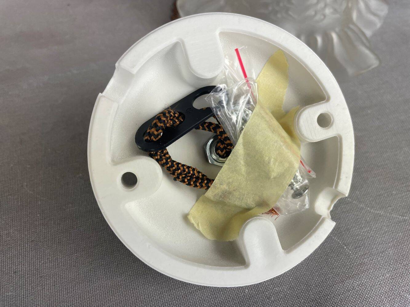 French mid century frosted glass tulip hanging lamp, 1950s