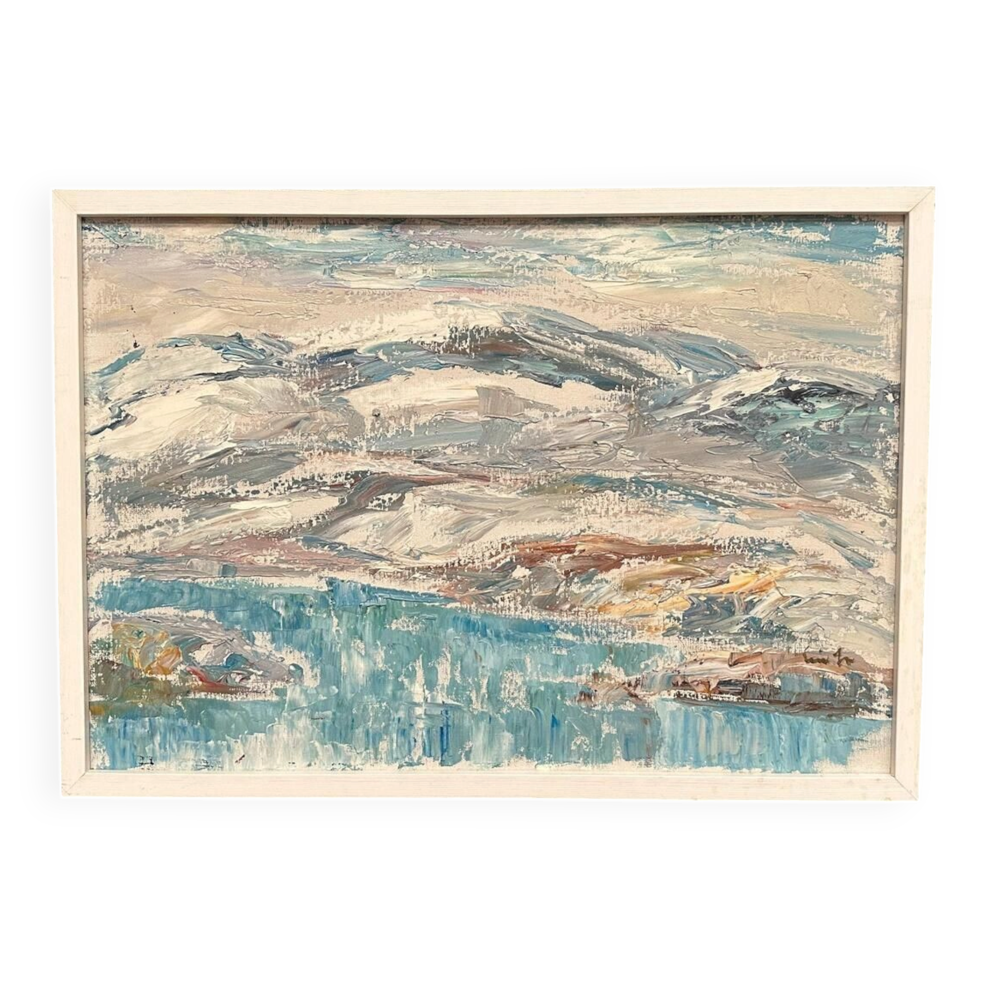 Huile sur toile originale – « Paysage » par Erik Lo – Signé – Vintage