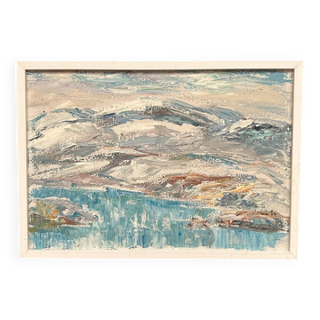 Original Swedish Oil on Canvas – “Landscape” by Erik Lo – Signed – Vintage