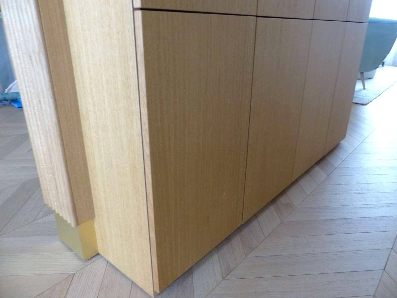 Contemporary bar in solid oak & double terrazzo top - Unique piece