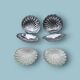 Duo de beurriers vintage en forme de coquillage – inox et verre