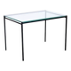 Black minimalist metal side table with glass top, 1960's