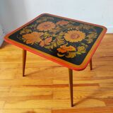 Vintage 1965 wooden compass leg side table