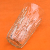 Vase de style art déco  verre moulé transparent / décor géométrique