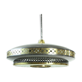 Midcentury ceiling light in black metal & brass, Czechoslovakia 1970s