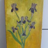 Nature morte aux iris huile sur toile milieu xxe siecle