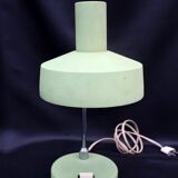 Vintage industrial table lamp, aluminum green shade and base, flexible shade and neck