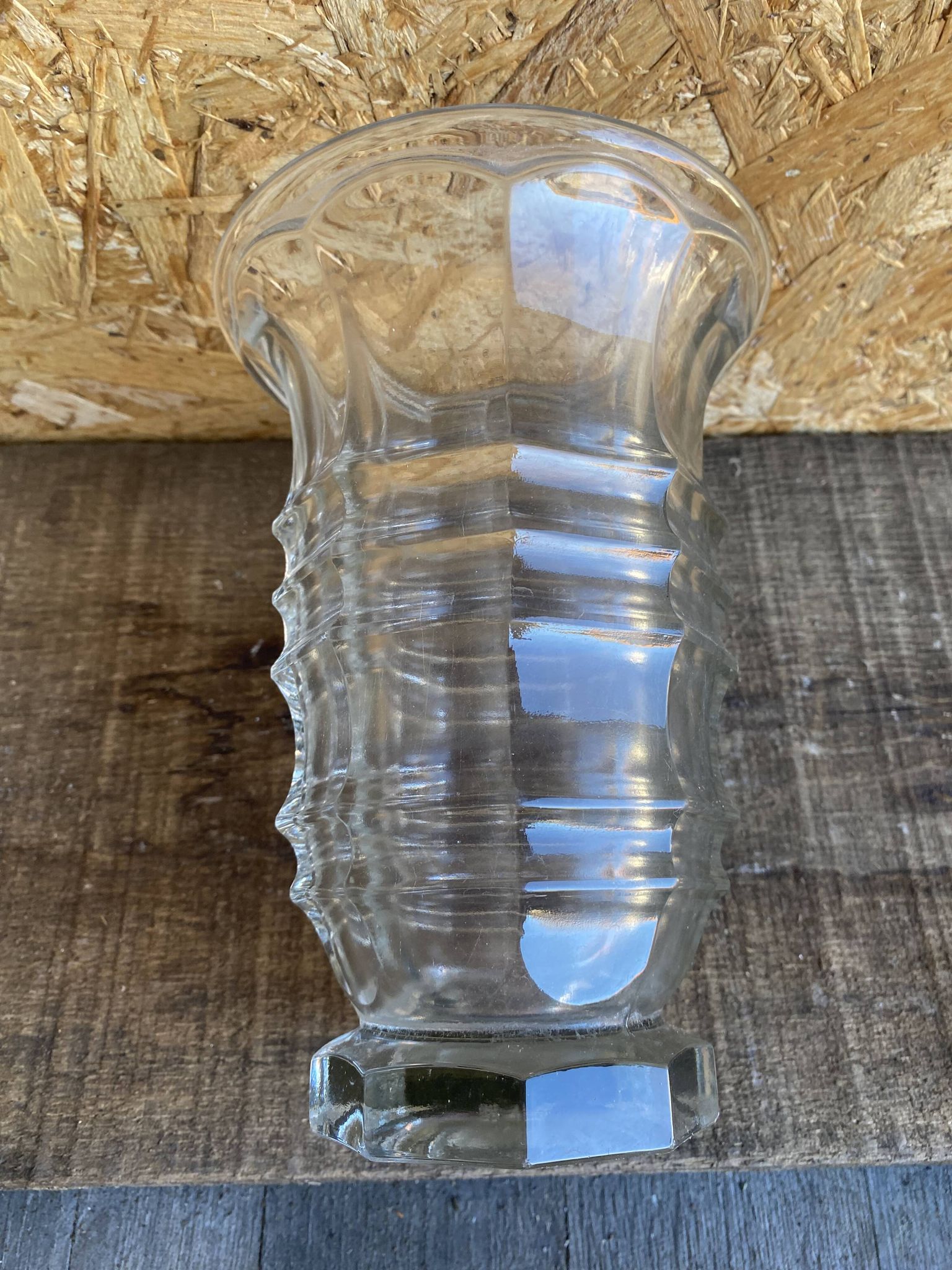 Vintage 1970s Moulded Glass Vase Made in France #D973