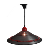 Postmodern black steel and red hanging pendant,1980s