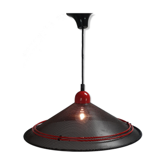 Postmodern black steel and red hanging pendant,1980s